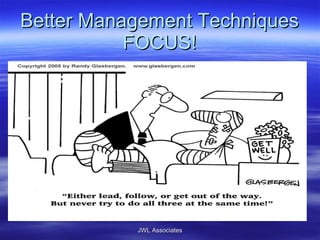 Better Management Techniques FOCUS! JWL Associates 