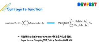 𝑚𝑎𝑥𝑖𝑚𝑖𝑧𝑒	𝛻@ 𝐽 𝜃 ~ C 𝛻@ 𝑙𝑜𝑔𝜋@ 𝑎7 𝑠7
)L&
7D"
𝐴7
 