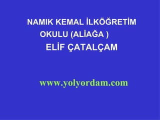 NAMIK KEMAL İLKÖĞRETİM OKULU (ALİAĞA )   ELİF ÇATALÇAM www.yolyordam.com 