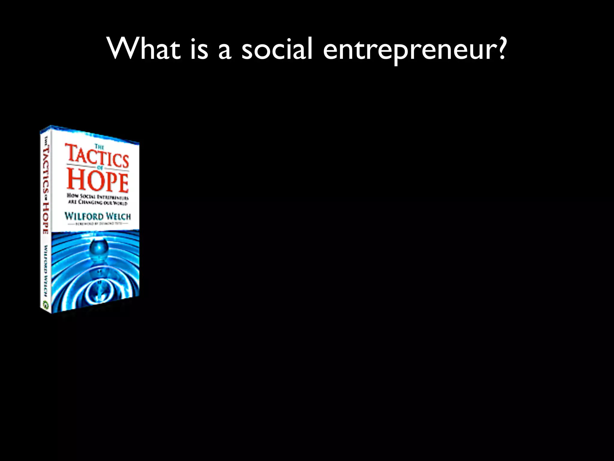 What is a social entrepreneur?
 