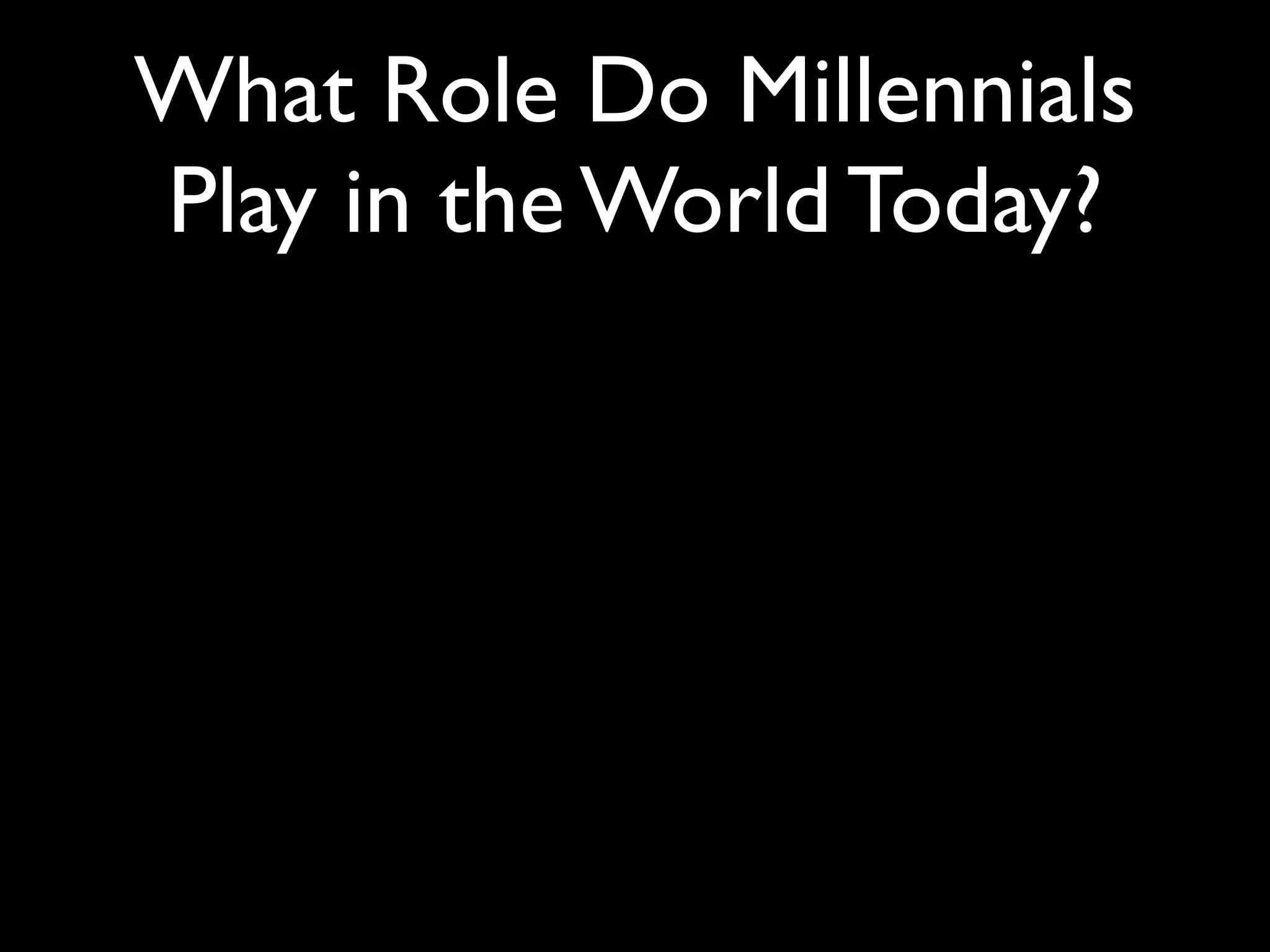 What Role Do Millennials
Play in the World Today?
 