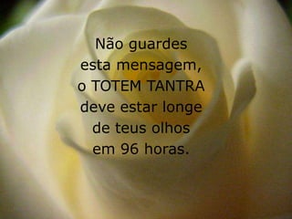 Não guardes
esta mensagem,
o TOTEM TANTRA
deve estar longe
  de teus olhos
  em 96 horas.
 
