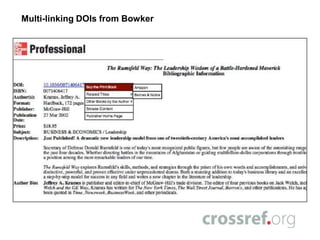 There are DOIs that are not CrossRefDOIsOther Registration Agencies have assigned DOIs to books for supply chain purposes. More information is available here:http://www.crossref.org/06members/otherdoifaq.html