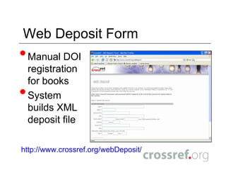 Chapter Level MetadataRequired data includes:Chapter titleDOI and URLOptional data:ContributorsPaginationComponent number