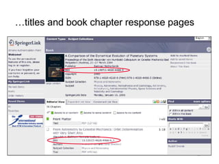 Reference Entries…title level response pages for e-books