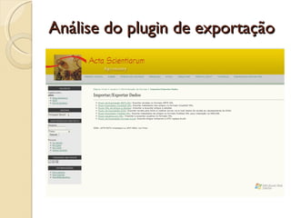 Análise do plugin de exportação 
