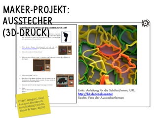 MAKER-PROJEKT:
AUSSTECHER
(3D-DRUCK)
CC BY Gregor Lütolf
Aus dem Handbuch
zum Making (Schön,
Ebner & Narr, 2016)
 