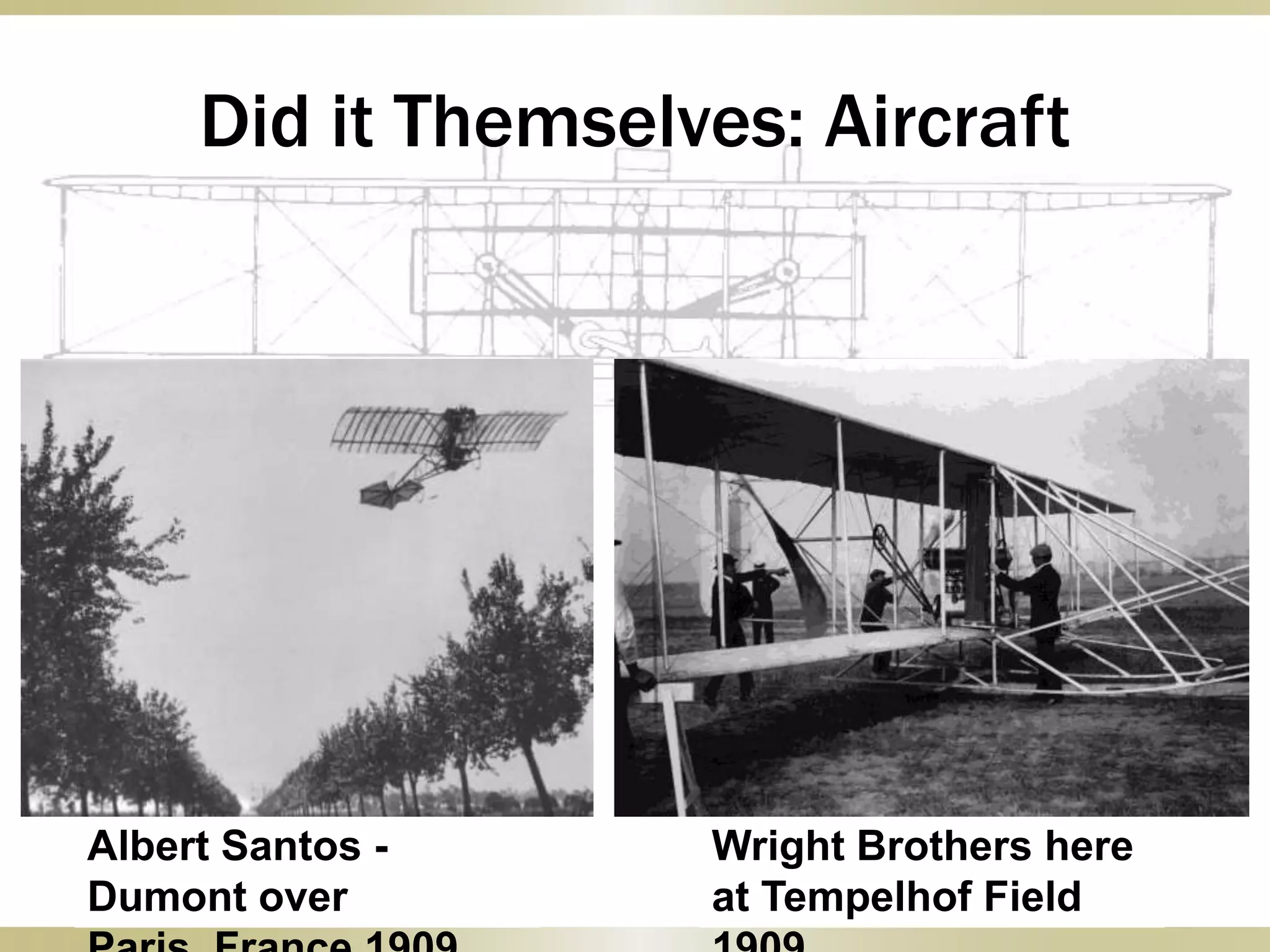 Albert Santos -
Dumont over
Wright Brothers here
at Tempelhof Field
Did it Themselves: Aircraft
 