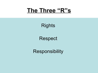 Rights Respect Responsibility The Three “R”s 