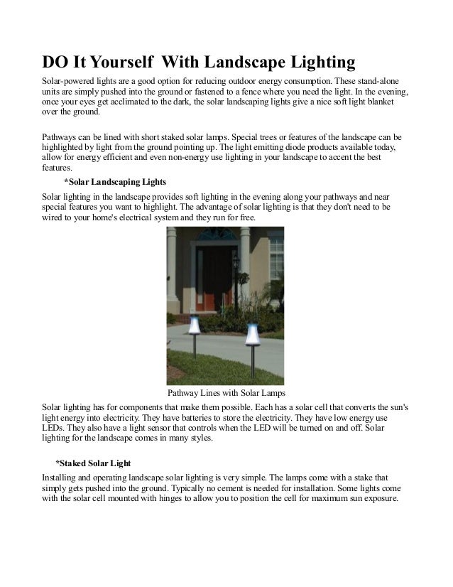 Do It Yourself Landscape Lighting