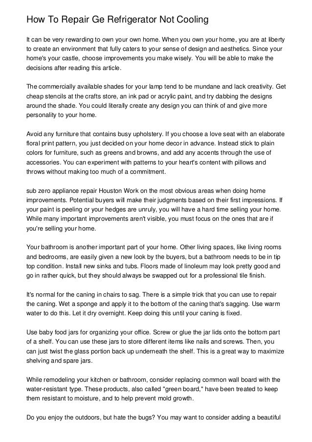 How To Repair Ge Refrigerator Not Cooling