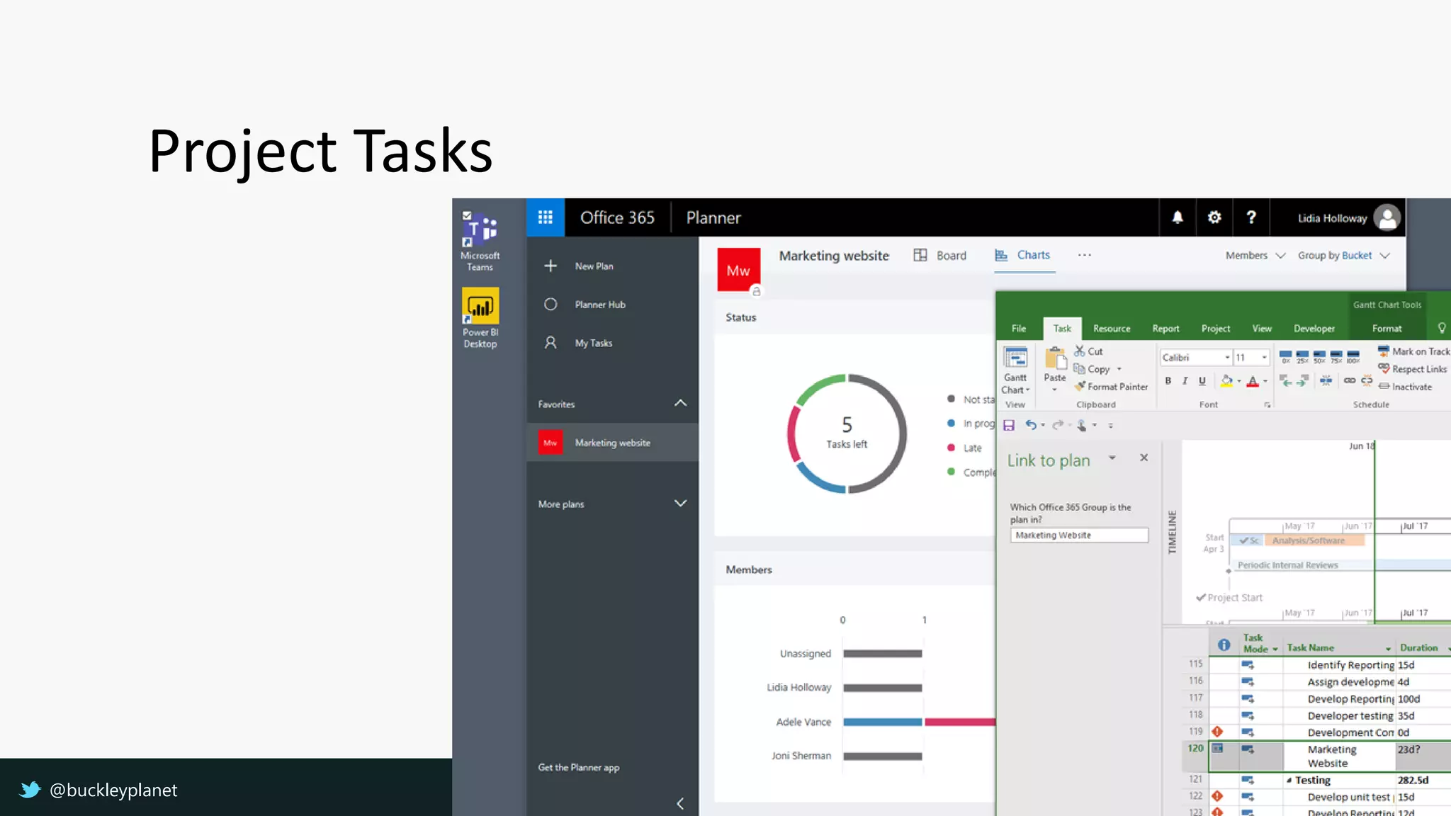 Project Tasks
@buckleyplanet
 