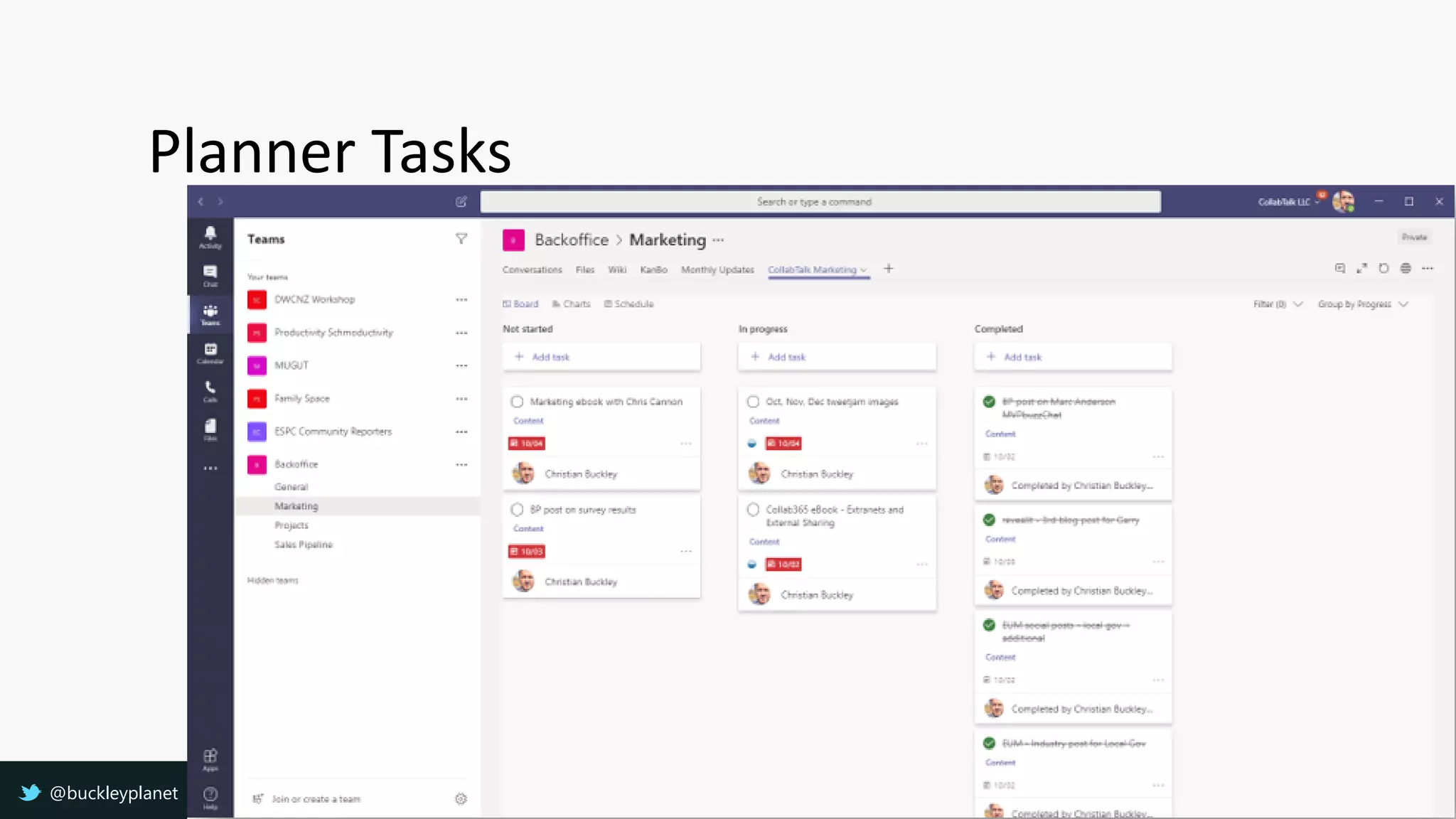 Planner Tasks
@buckleyplanet
 