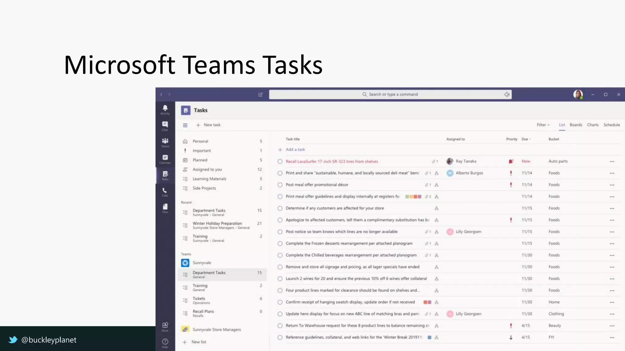 Microsoft Teams Tasks
@buckleyplanet
 