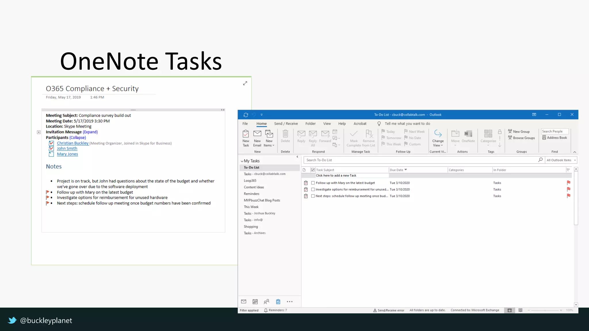 OneNote Tasks
@buckleyplanet
 