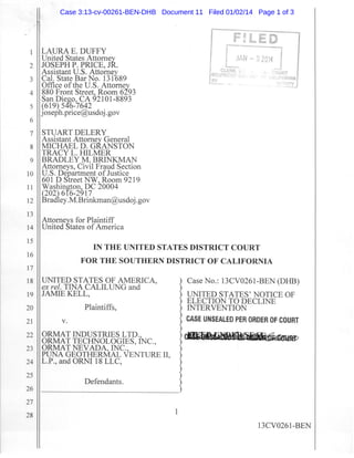 Case 3:13-cv-00261-BEN-DHB Document 11 Filed 01/02/14 Page 1 of 3
 
