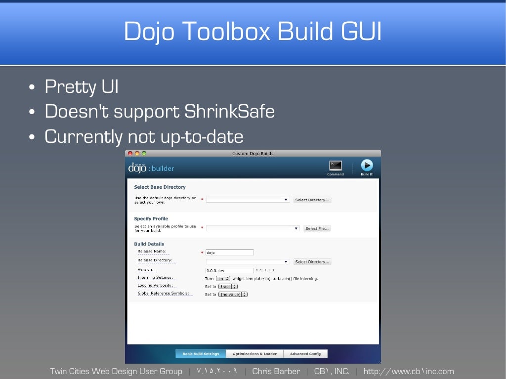 Dojo Toolbox Build GUI