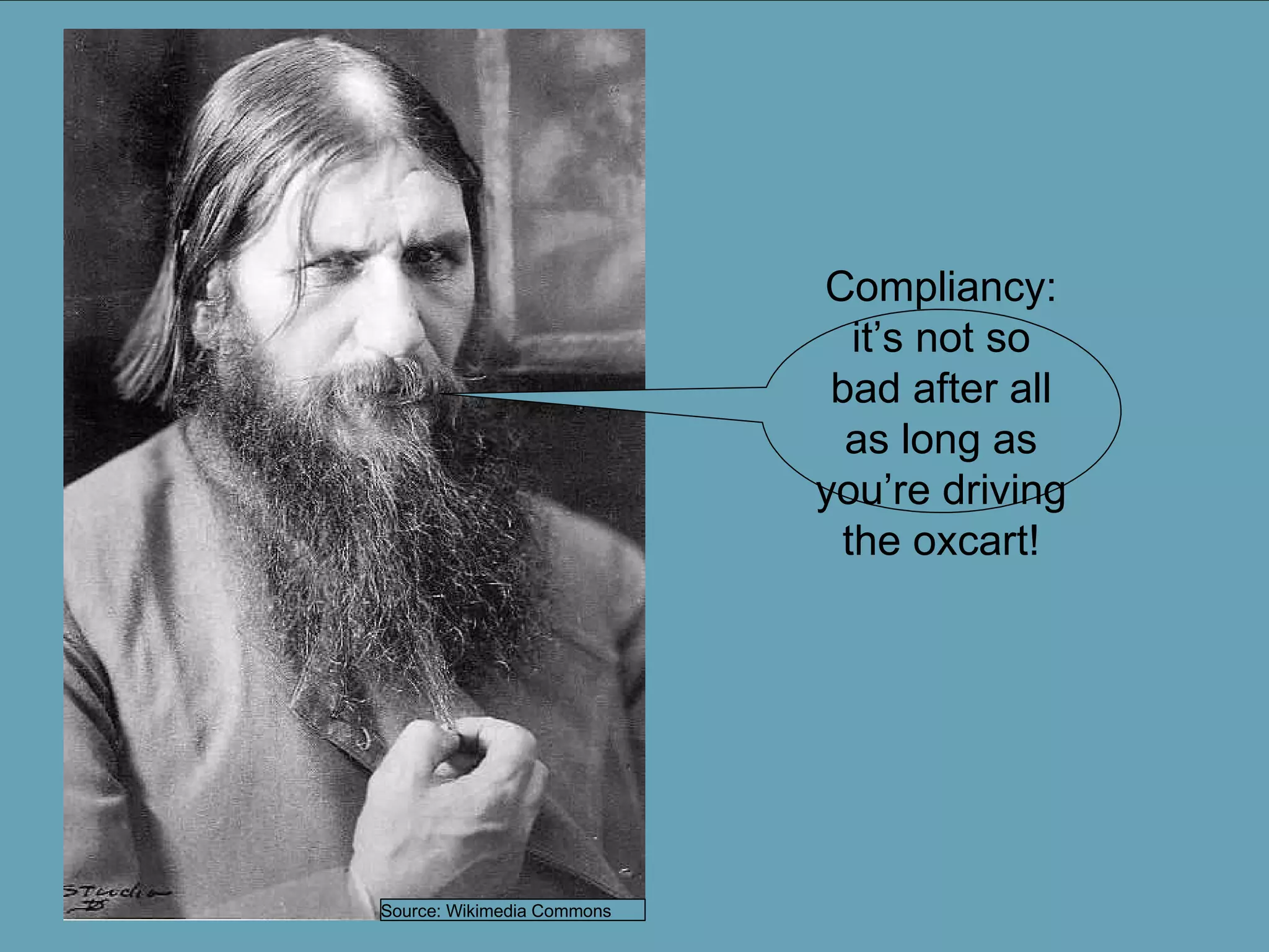 Source: Wikimedia Commons Compliancy: it’s not so bad after all as long as you’re driving the oxcart! 