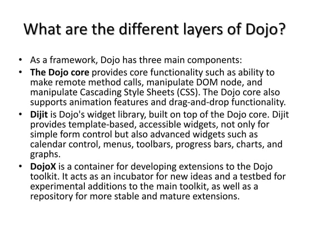 Dojo javascript toolkit | PPT