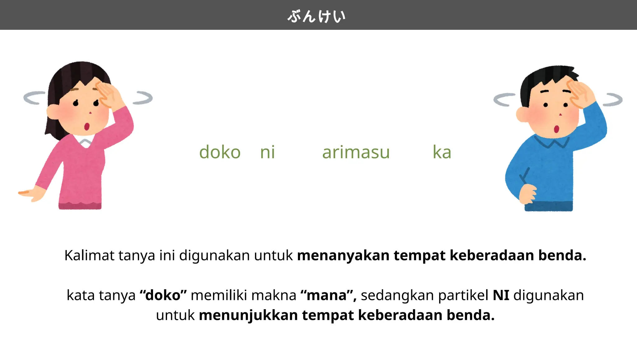 Media Ajar berupa Powerpoint untuk materi Doko ni Arimasu ka | PPTX