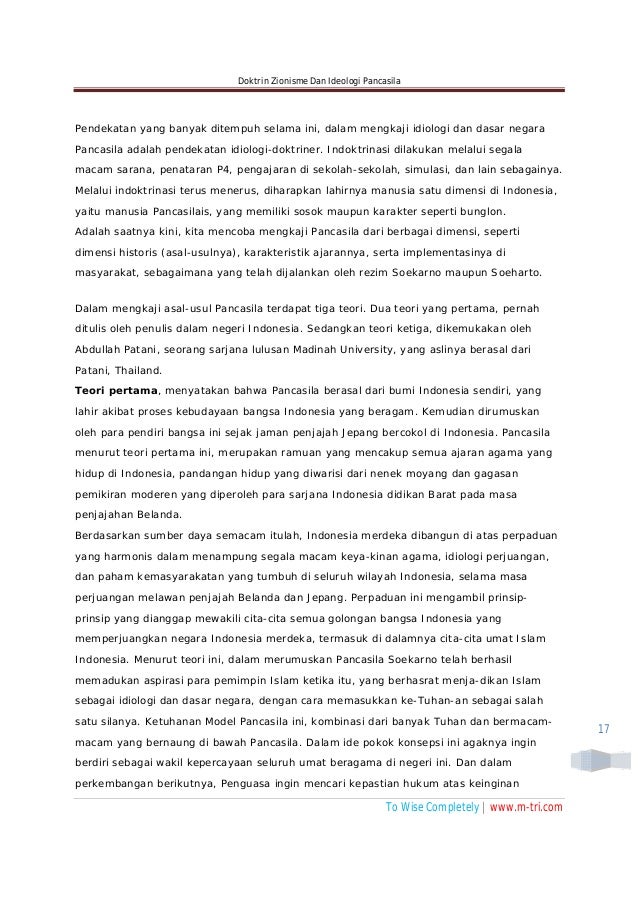 Doktrin Zionisme Dan Ideologi Pancasila