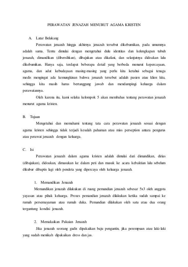 Perawatan Jenazah Menurut Agama Kristen