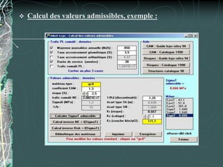  Calcul des valeurs admissibles, exemple :
 