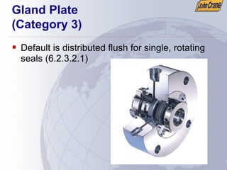 Gland Plate
(Category 3)
ƒ Default is distributed flush for single, rotating
seals (6.2.3.2.1)
 