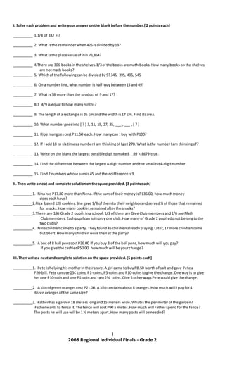 Grade 2 Math MTAP Reviewer | PDF