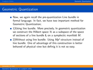 geometric quantization on coadjoint orbits | PDF
