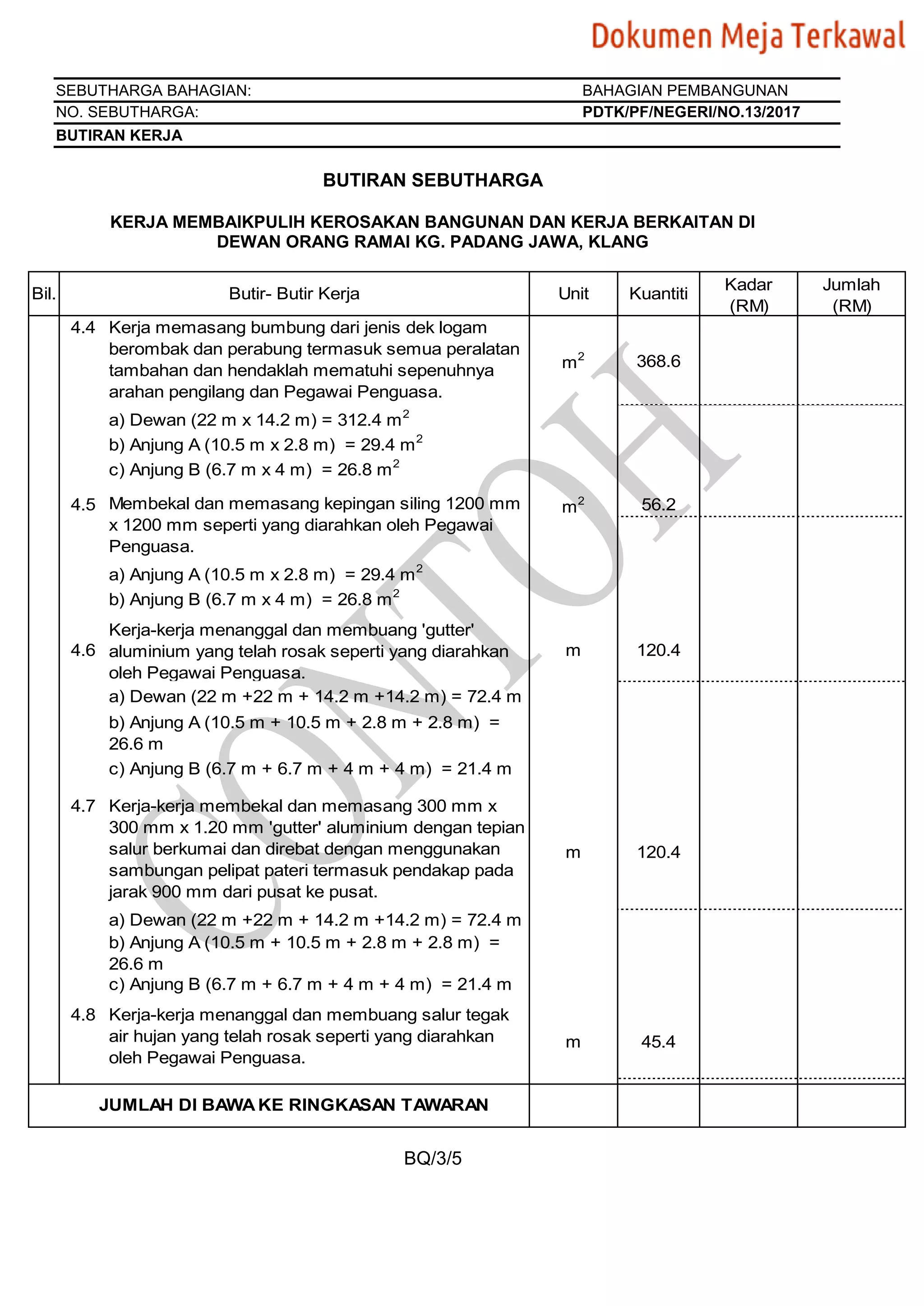 Dokumen 132017 contoh bq | PDF