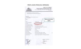 PROFIL GURU PENGUSUL INPASSING




                        Mencantumkan
                            NPTK
 