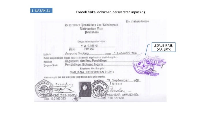 Dokumen persyaratan inpassing