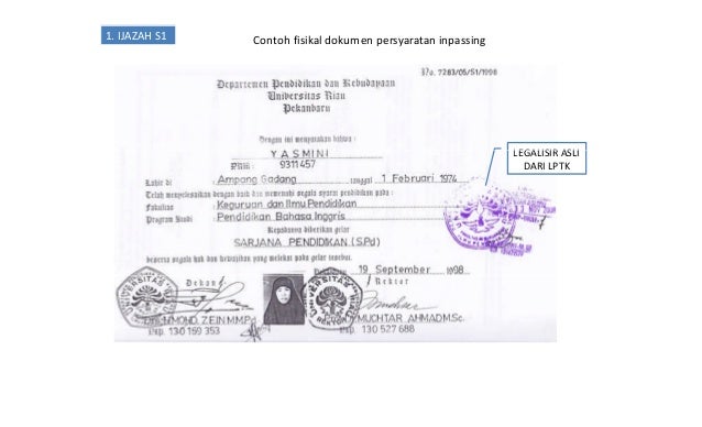 Dokumen persyaratan inpassing