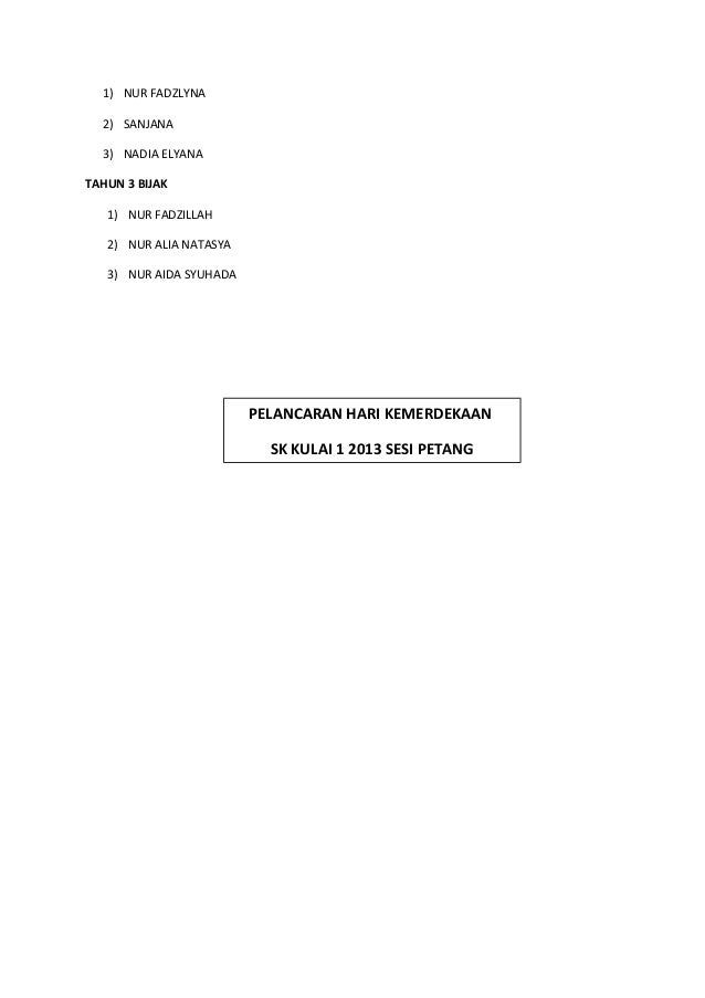 Dokumentasi majlis sambutan minggu kemerdekaan sesi petang