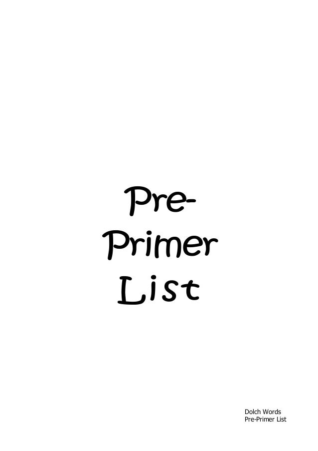 dolch book dolch primer list