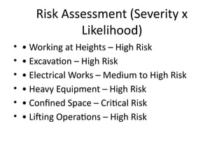 High Risk Work Examples Comprehensive Construction Safety Report: Risk Assessment and Control ...