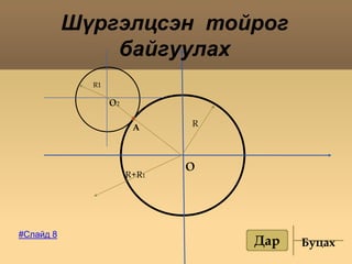Тойрогт шүргэсэн шулуун байгуулах Ao90oRБуцахдар