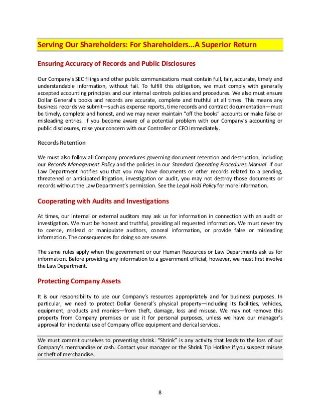 Dollar general handbook
