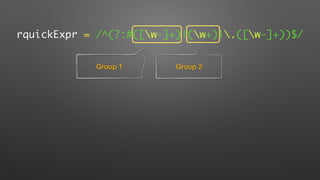 rquickExpr = /^(?:#([w-]+)|(w+)|.([w-]+))$/
Group 1 Group 2
 