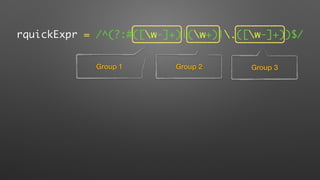 rquickExpr = /^(?:#([w-]+)|(w+)|.([w-]+))$/
Group 1 Group 2 Group 3
 