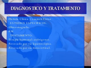 DIAGNOSTICO Y TRATAMIENTO <ul><li>-Historia Clínica y examen Físico </li></ul><ul><li>ESTUDIOS ESPECIFICOS: </li></ul><ul>...