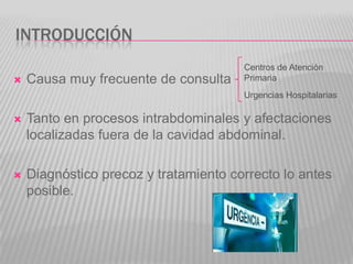 INTRODUCCIÓN
                                       Centros de Atención
   Causa muy frecuente de consulta    Primaria
  ...