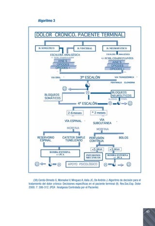 Algoritmo 3




     (38) Cerdá-Olmedo G, Monsalve V, Minguez A, Valía JC, De Andrés J. Algoritmo de decisión para el
tratamiento del dolor crónico: Decisiones específicas en el paciente terminal (II). Rev.Soc.Esp. Dolor
2000; 7: 306-312. (PCA : Analgesia Controlada por el Paciente)




                                                                                                         43
 
