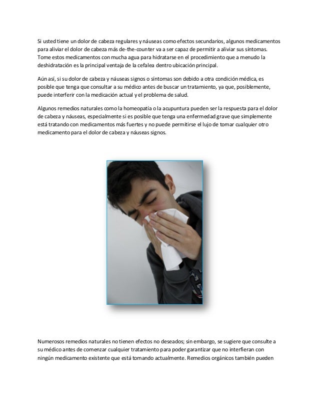 Dolor de cabeza y nauseas Dolor de cabeza y nauseas