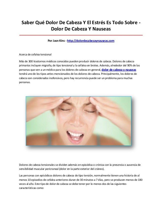 Dolor de cabeza y nauseas Dolor de cabeza y nauseas