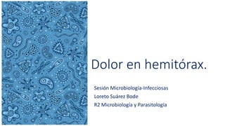 Dolor en hemitórax.
Sesión Microbiología-Infecciosas
Loreto Suárez Bode
R2 Microbiología y Parasitología
 