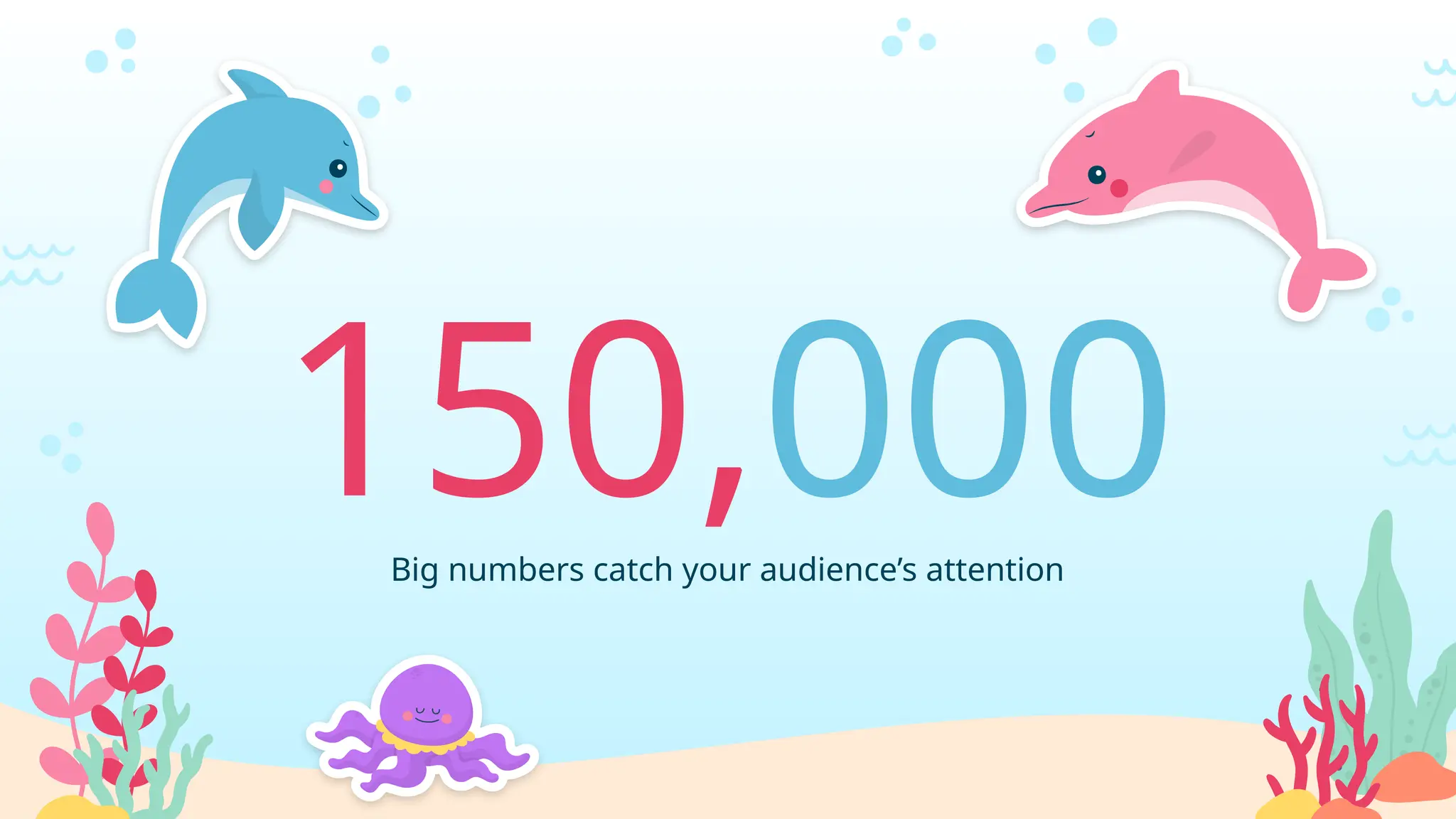 150,000
Big numbers catch your audience’s attention
 