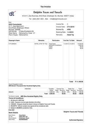 Tour Guide Recipts Tour Operator Sample Invoices | PDF