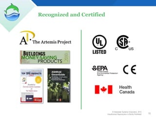 Recognized and Certified




                                 © Clearwater Systems Corporation, 2012
                           Unauthorized Reproduction Is Strictly Prohibited   15
 